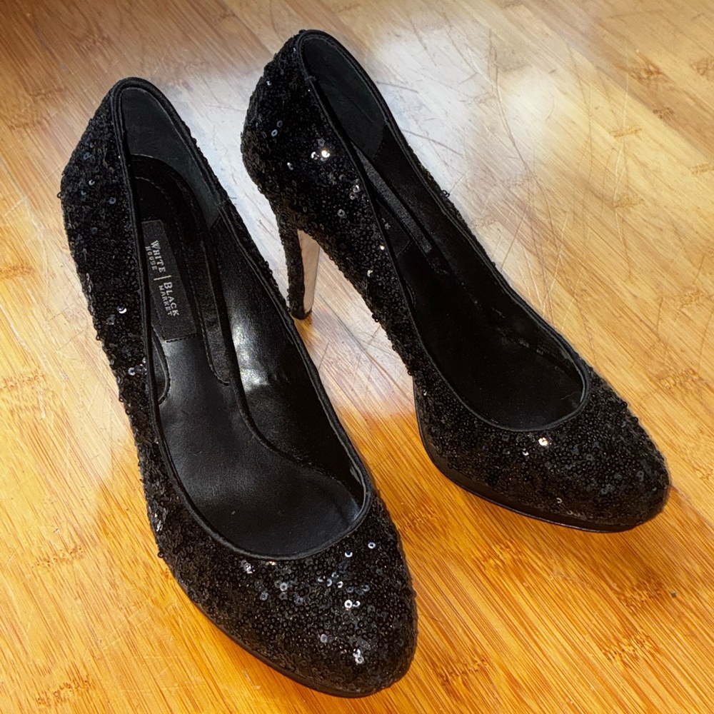 Black Sequin Heels - Picture 3 of 5
